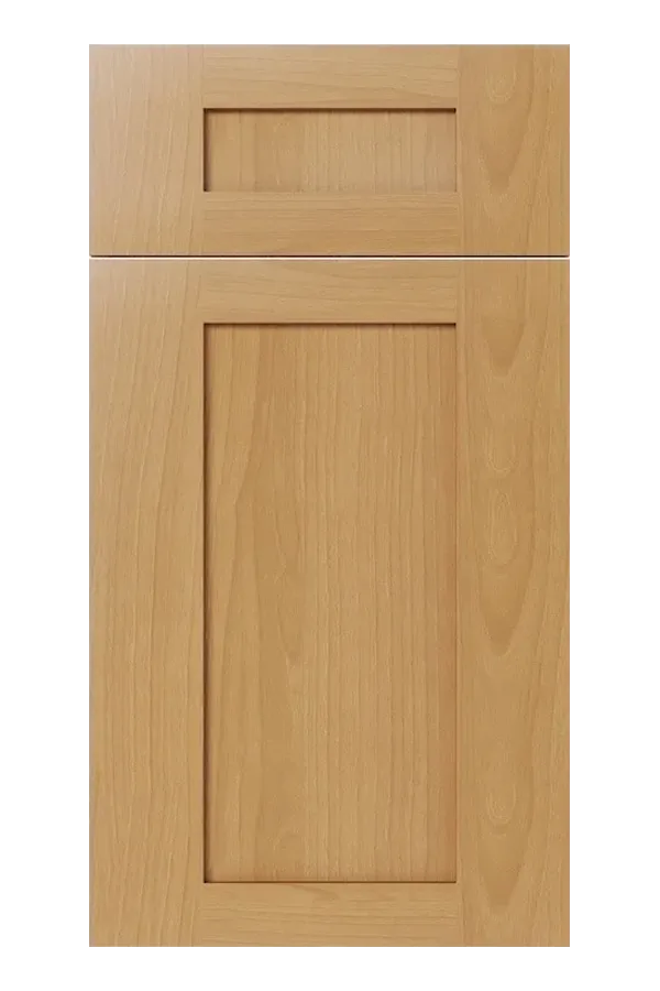Natural maple wood door sample showing warm honey grain