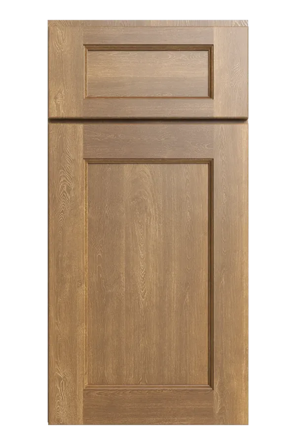 Fawn tan shaker door sample with rich wood grain finish