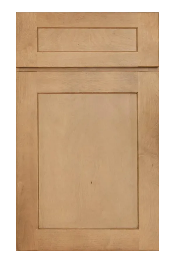 Honey-toned natural wood door sample with visible grain pattern