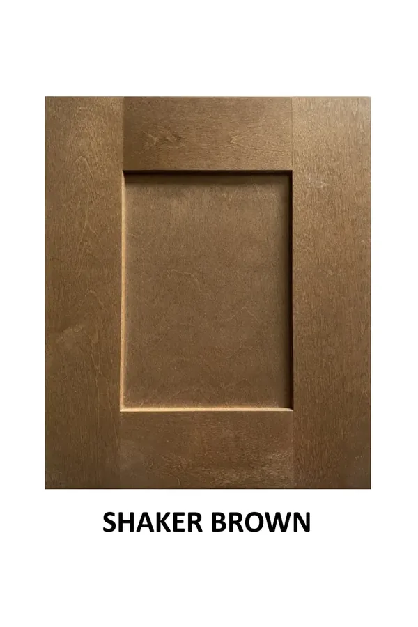 Warm brown wood grain door sample with framed recessed panel