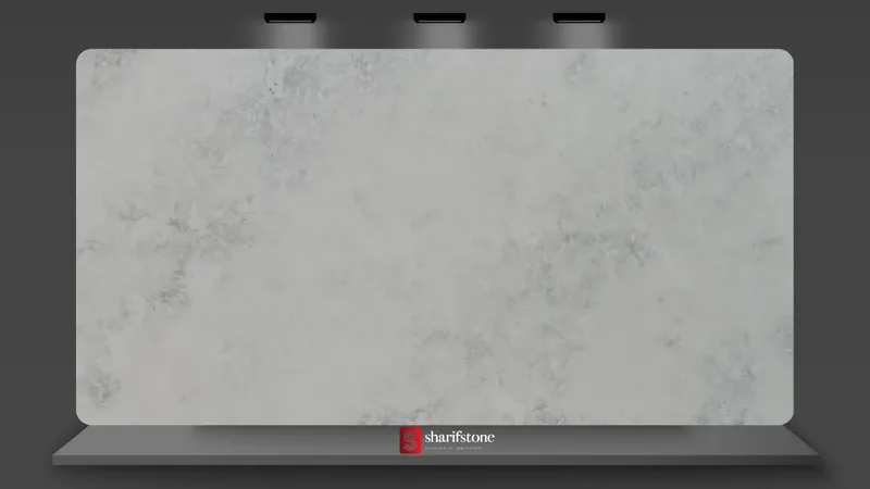 Iceland quartz slab sample with soft gray cloudy veining pattern