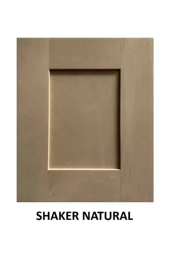 Unfinished natural wood shaker door sample showing raw grain