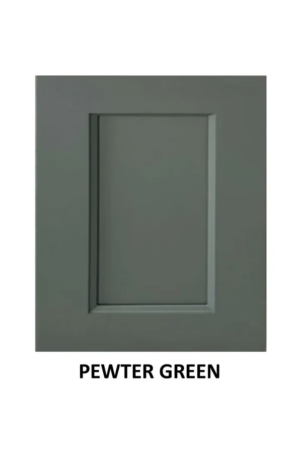 Pewter green cabinet door sample with framed inset panel