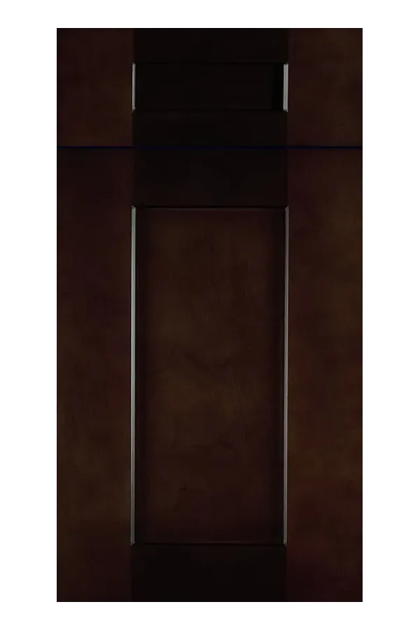 Dark espresso cabinet door with recessed panel detail