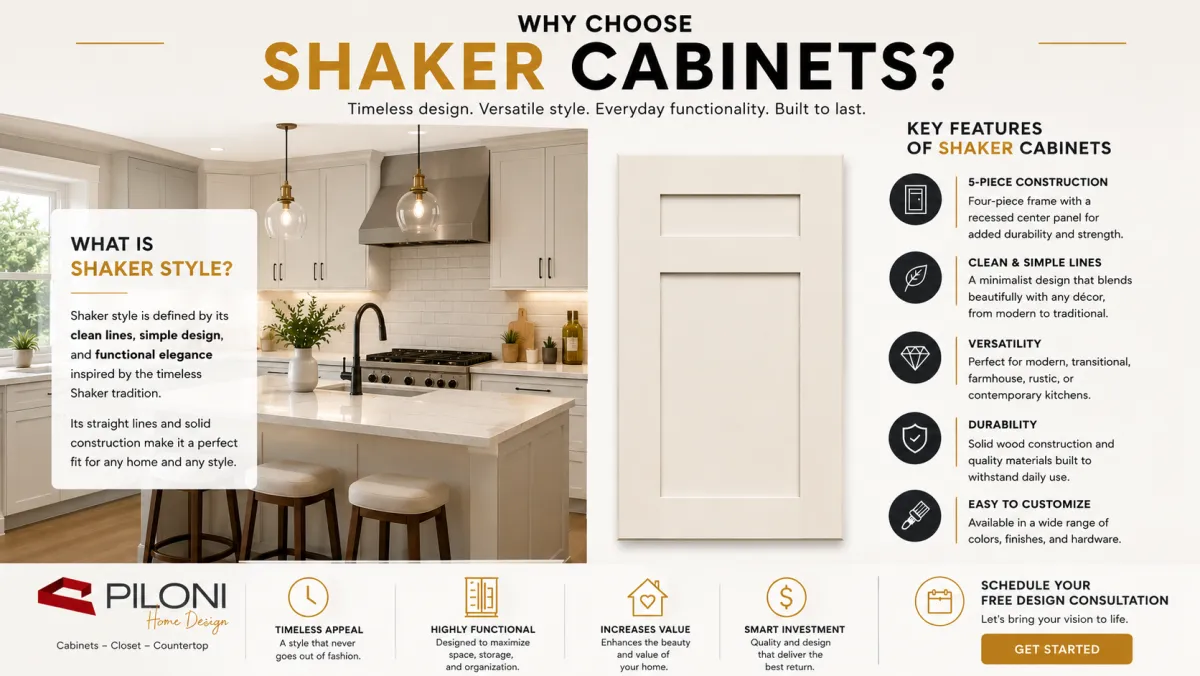 Shaker kitchen cabinet design by Piloni Home Design